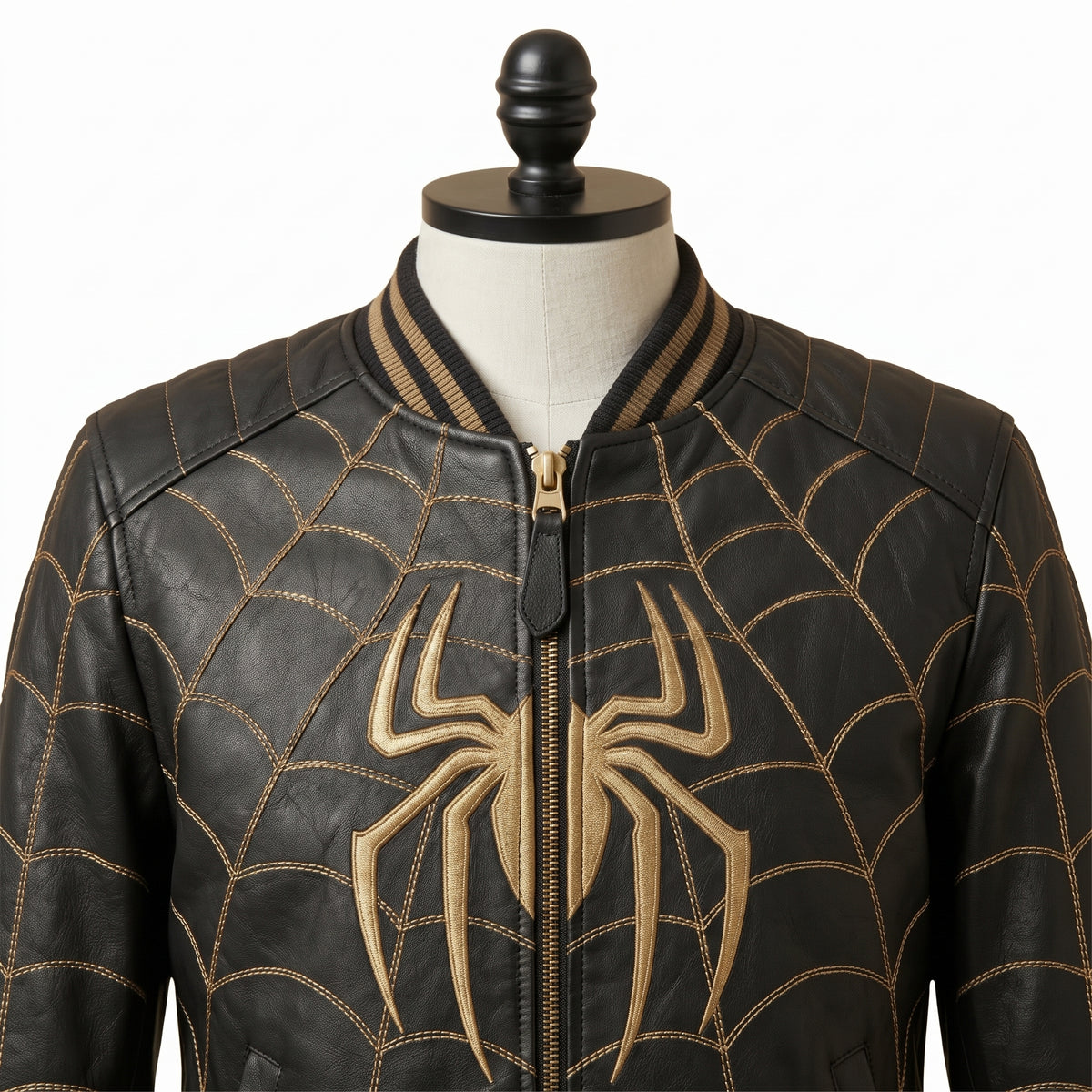 Spider Web Leather Bomber Jacket – Wholesale Custom