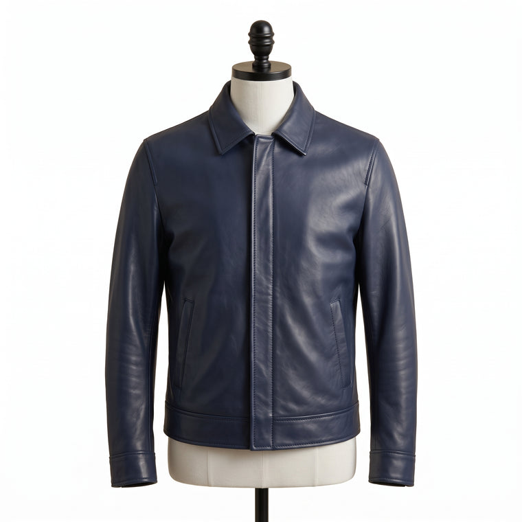 Leather Shirt Collar Jacket – Men's Minimalist Leather Jacket