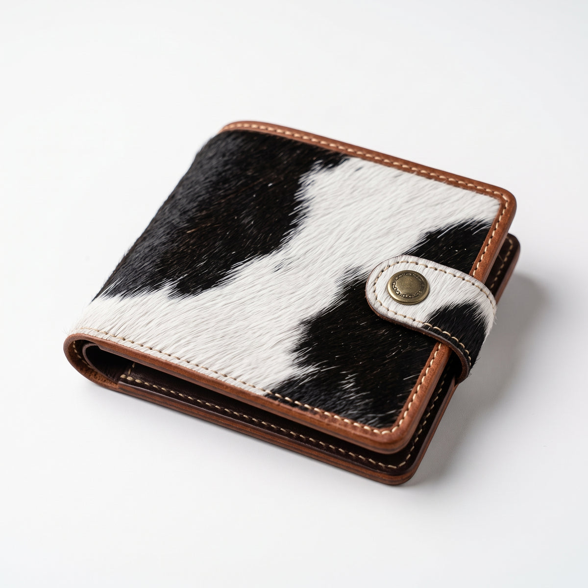 Real Hair-On Cowhide Bifold Leather Wallet