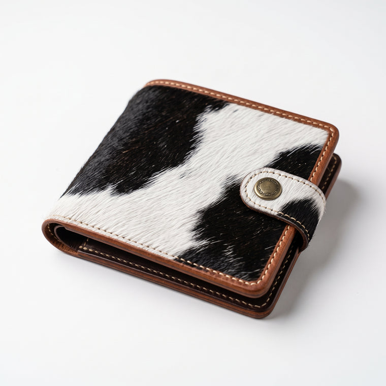 Real Hair-On Cowhide Bifold Leather Wallet