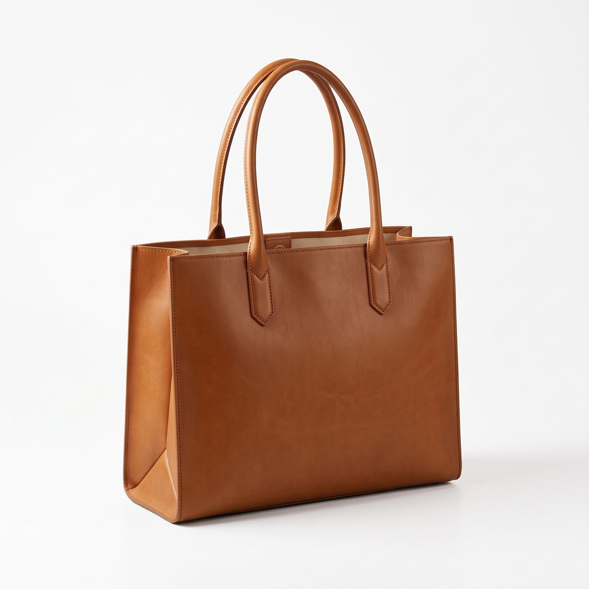 Women's Tan Leather Tote Bag – Structured Work & Everyday Tote