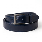 Classic Men's Navy Blue Leather Belt – Gunmetal Buckle