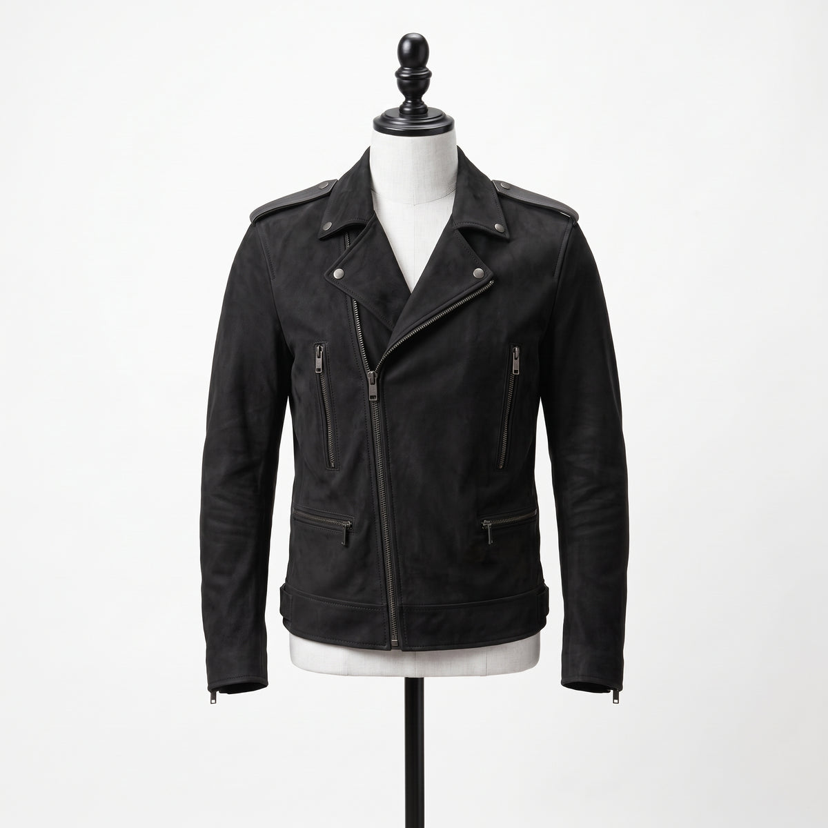 Black Suede Motorcycle Jacket – Men’s Classic Biker Jacke