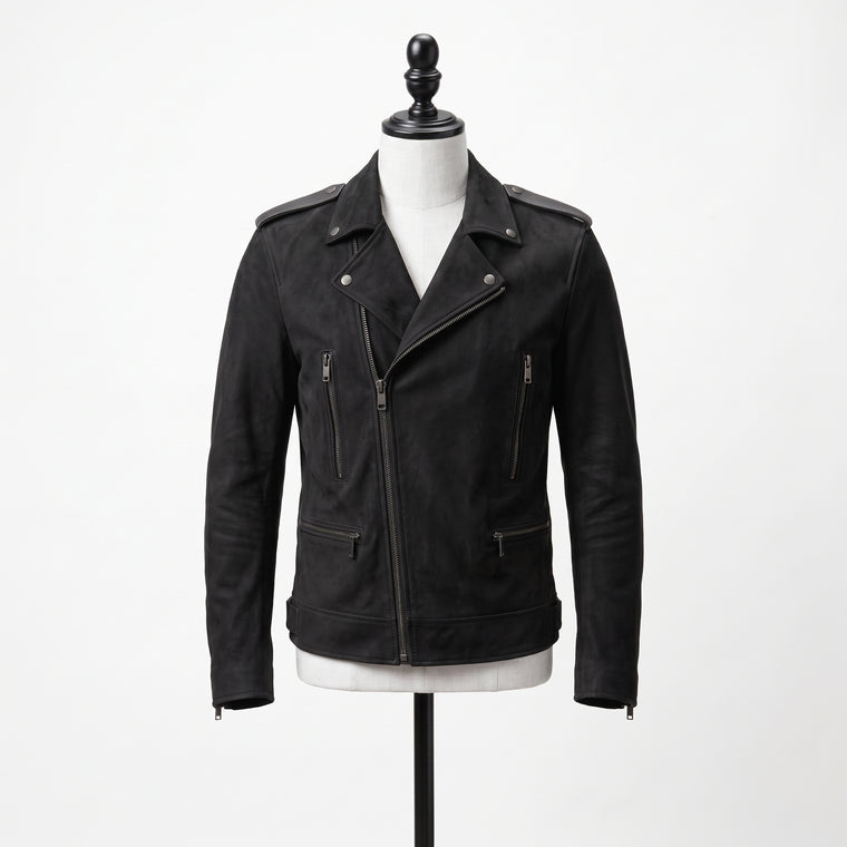 Black Suede Motorcycle Jacket – Men’s Classic Biker Jacke