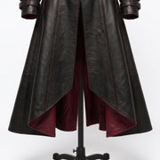 Women’s Gothic Corset Leather Trench Coat – Burgundy & Black
