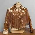 Hair on Leather Jacket | Genuine Cowhide Fringe Western Crop Jacket for Women